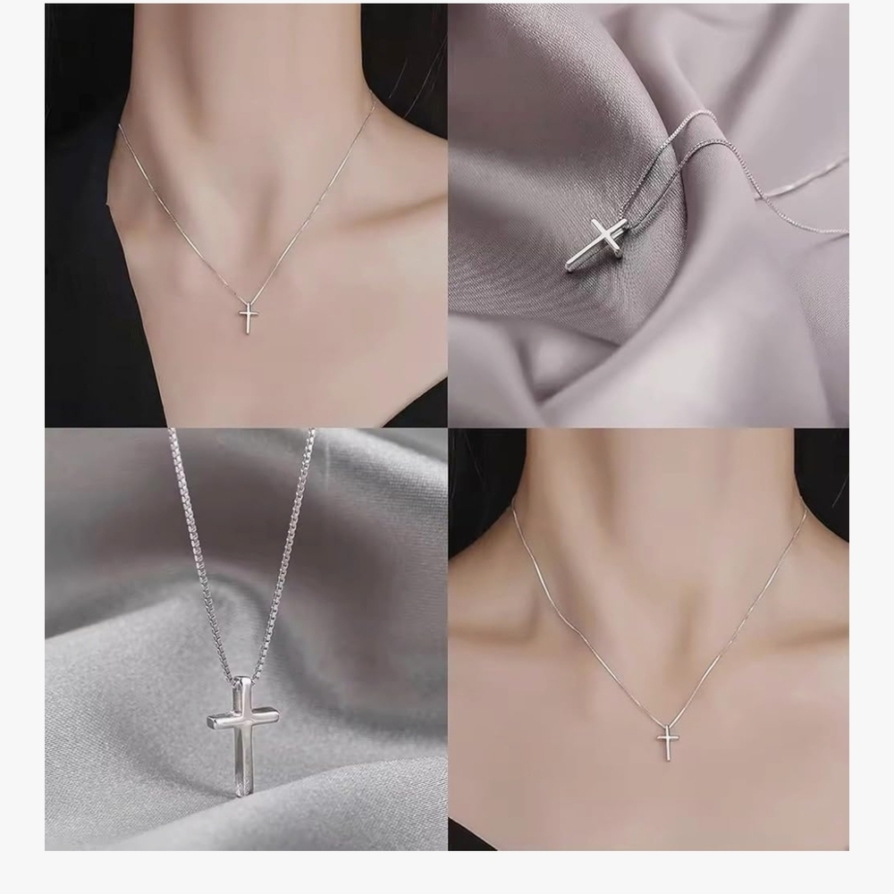 Elegant Silver Cross Necklace - Picture 4 of 6